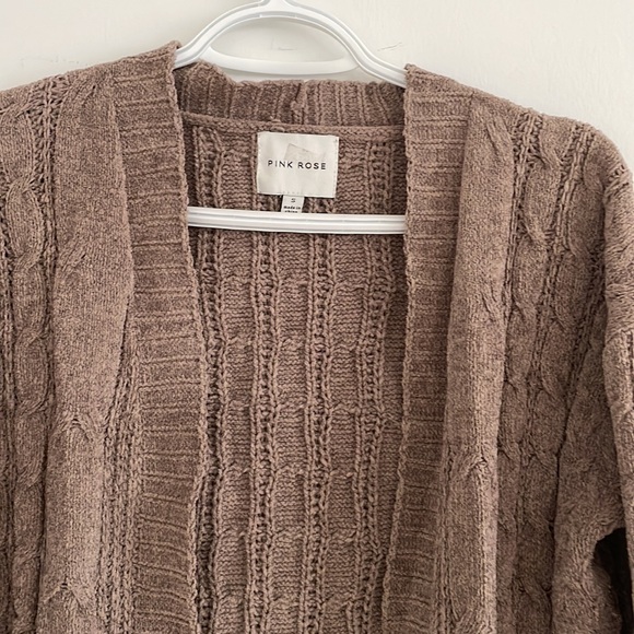 Pink Rose Taupe open cardigan - Picture 2 of 3